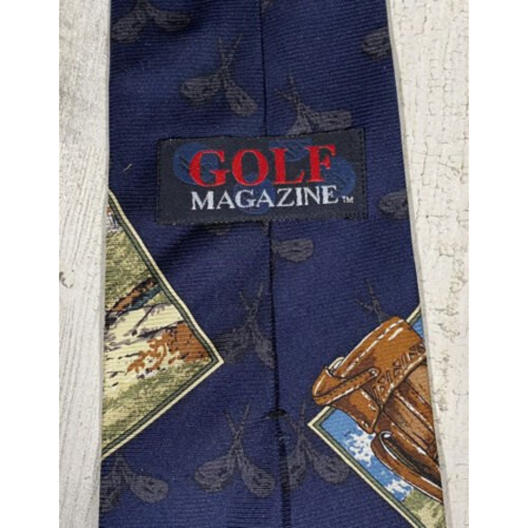Vintage Golf Magazine Golf Print Neck Tie 100% Silk USA Made Golf Bag Club EUC - Picture 6 of 8